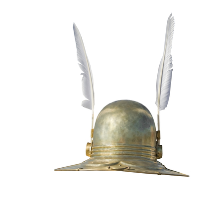 Roman soldier helmet on white backgroundの写真素材