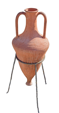 Ancient greek amphoras on white backgroundの写真素材