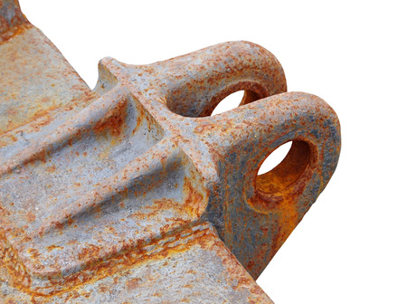 old hook for a trailer on a white background の写真素材
