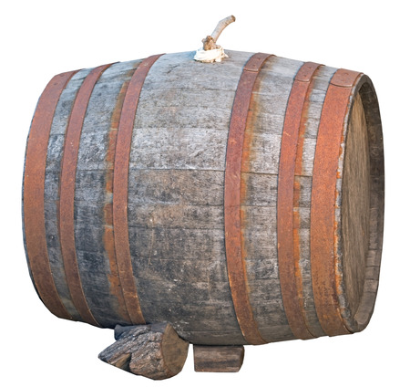 old big barrel on white backgroundの写真素材