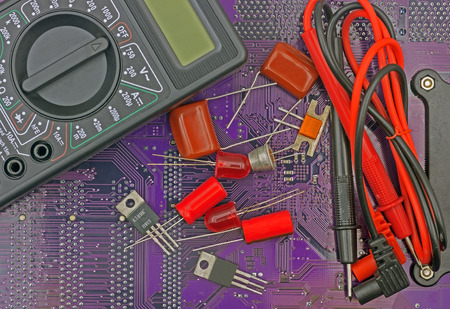 several electronic components on printed circuit board
