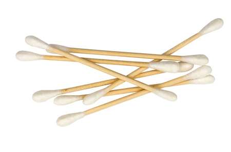 White cotton swabs isolated on white backgroundの写真素材