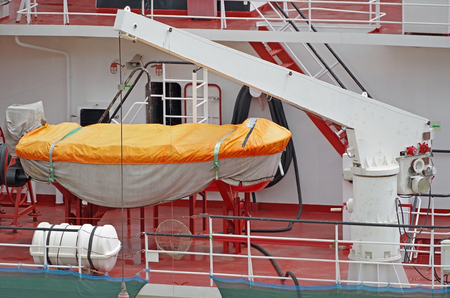 The rescue boat to evacuate people from a vessel in an emergencyの写真素材