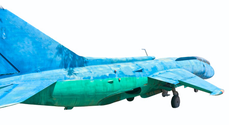 part of strike fighter aircraft on white backgroundの写真素材