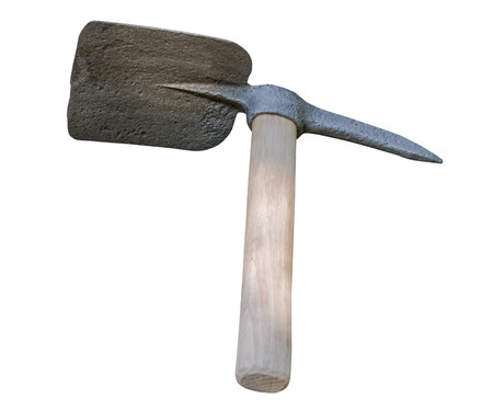 Old garden tool isolated on white backgroundの写真素材