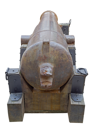 Old ship cannon on white backgroundの写真素材