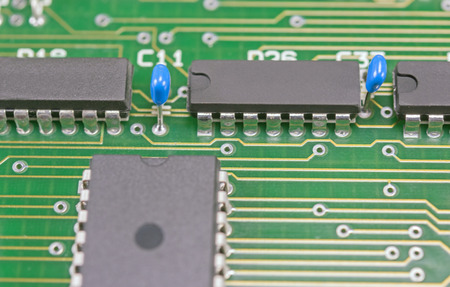 Closeup of electronic circuit board