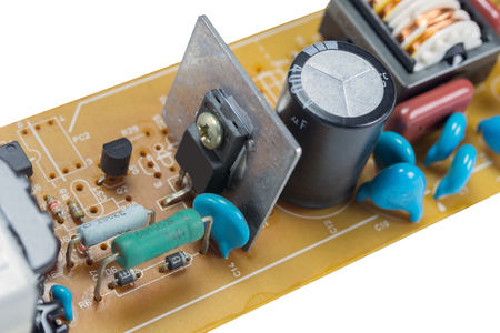 Closeup electronic circuit board backgroundの写真素材