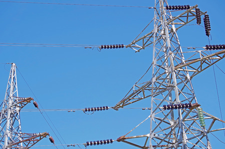 electric tower high voltage post with blue sky