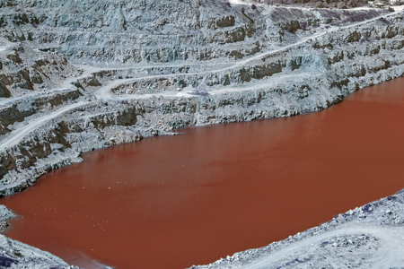 Open pit mine for mining of crushed stoneの写真素材