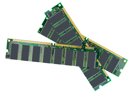 Computer memory modules on the white background