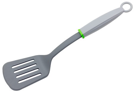 Plastic spatula for a frying pan isolated on white backgroundの写真素材