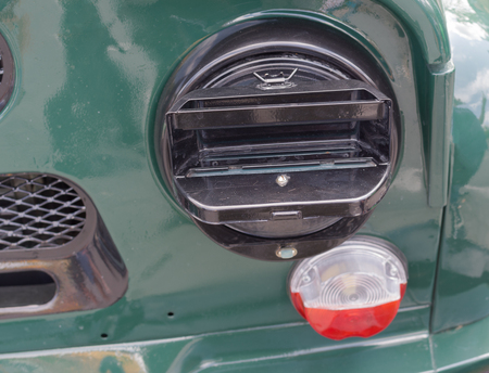 military car headlight with disguise closeupの写真素材