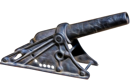 fractal picture of Old medieval artillery canon on white backgroundの写真素材