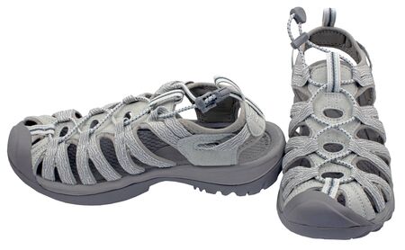 Summer women's sandals on a white backgroundの写真素材