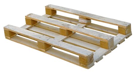 view of isolated wood pallet on the white backgroundの写真素材