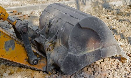 part of modern yellow excavator machines