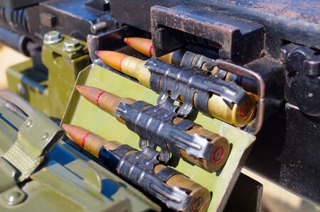 the ammunition rib on a Anti-Aircraft Machine Gunの写真素材