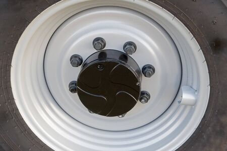 big new truck wheel close up