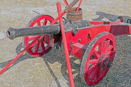 Old medieval artillery cannon on the positionの写真素材