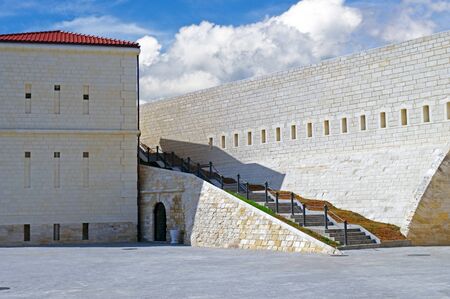 Gun loopholes in the old wall of the fortification of the nineteenth centuryの写真素材