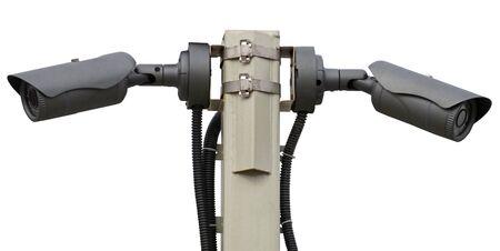 Security camera with traffic light on white background