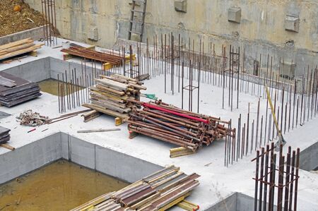 the steel frames of a building under construction