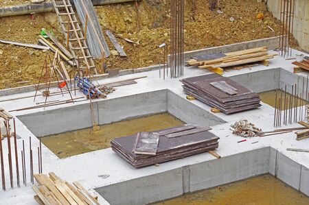 the steel frames of a building under construction