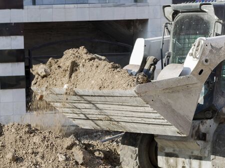 part of modern excavator machines on the construction site
