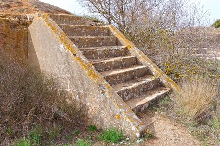 old stairs on WW2 coastal gun batteryの写真素材