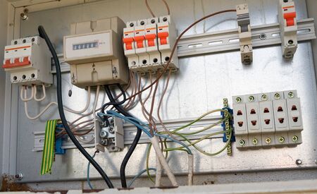 the old open electrical control panel box