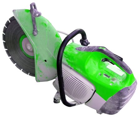 view of electric angle grinder isolated on white backgroundの写真素材