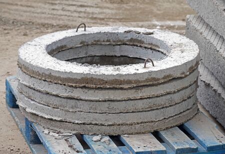 top part of big Concrete water wellsの写真素材