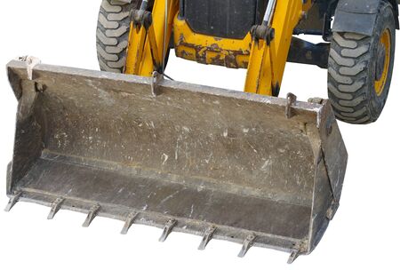 part of modern excavators machines on white background