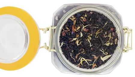 Black tea loose dried tea leaves, marcoの写真素材