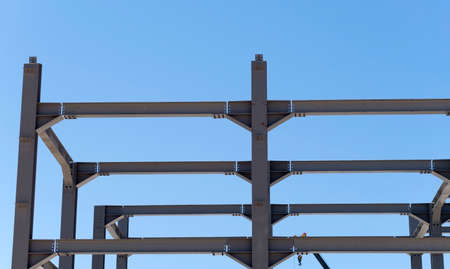 Structure of steel for building construction on sky background