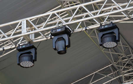 Light heads equipment preparing for a light show