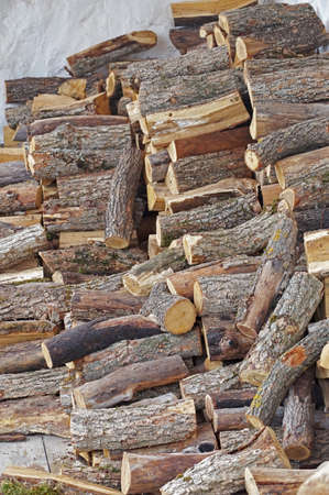 A large number of firewood neatly laid for later use