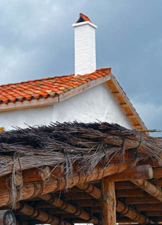 brick pipe on the roof for smokeの写真素材
