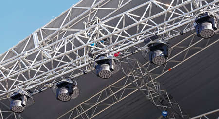 Light heads equipment preparing for a light show