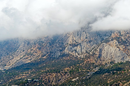 Clouds above a seashore by a spring morningの写真素材