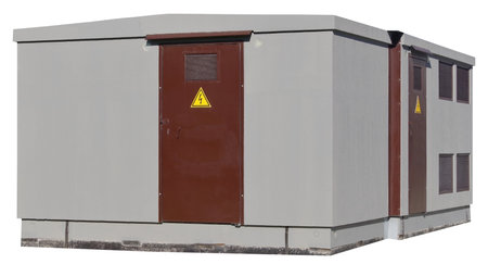 Electric Transformer room building on a white backgroundの写真素材