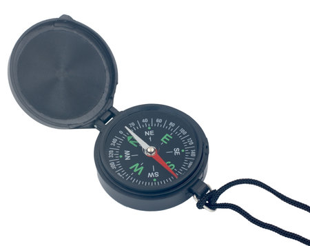 Tourist compass on a white backgroundの写真素材