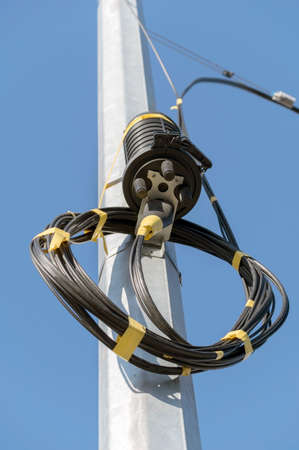 Closure Optical Fiber with black cableの写真素材