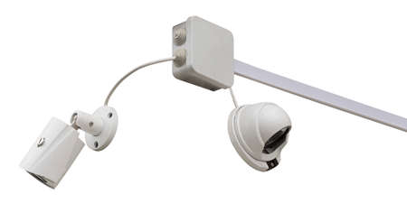Spherical security camera on white background