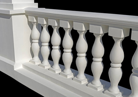 beautiful white stone fence on a black background