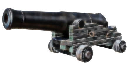 the Old ship cannon on white background