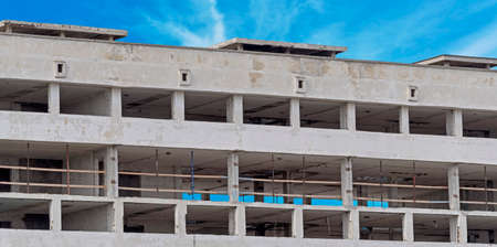 close-up on the building that is being prepared for complete demolitionの写真素材