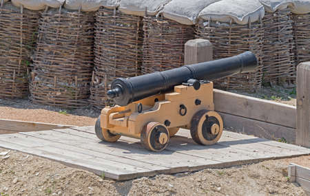 imitation old military coastal position of ship gun in the museum
