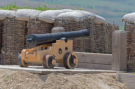 imitation old military coastal position of ship gun in the museum